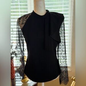 SHEIN Black Lace Sleeve Blouse